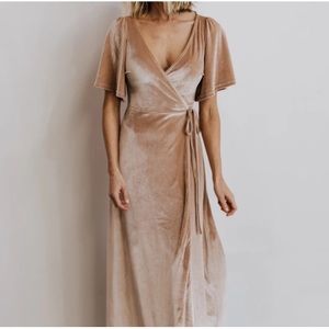 Baltic Born Meghan Velvet Wrap Maxi Dress in shell XL